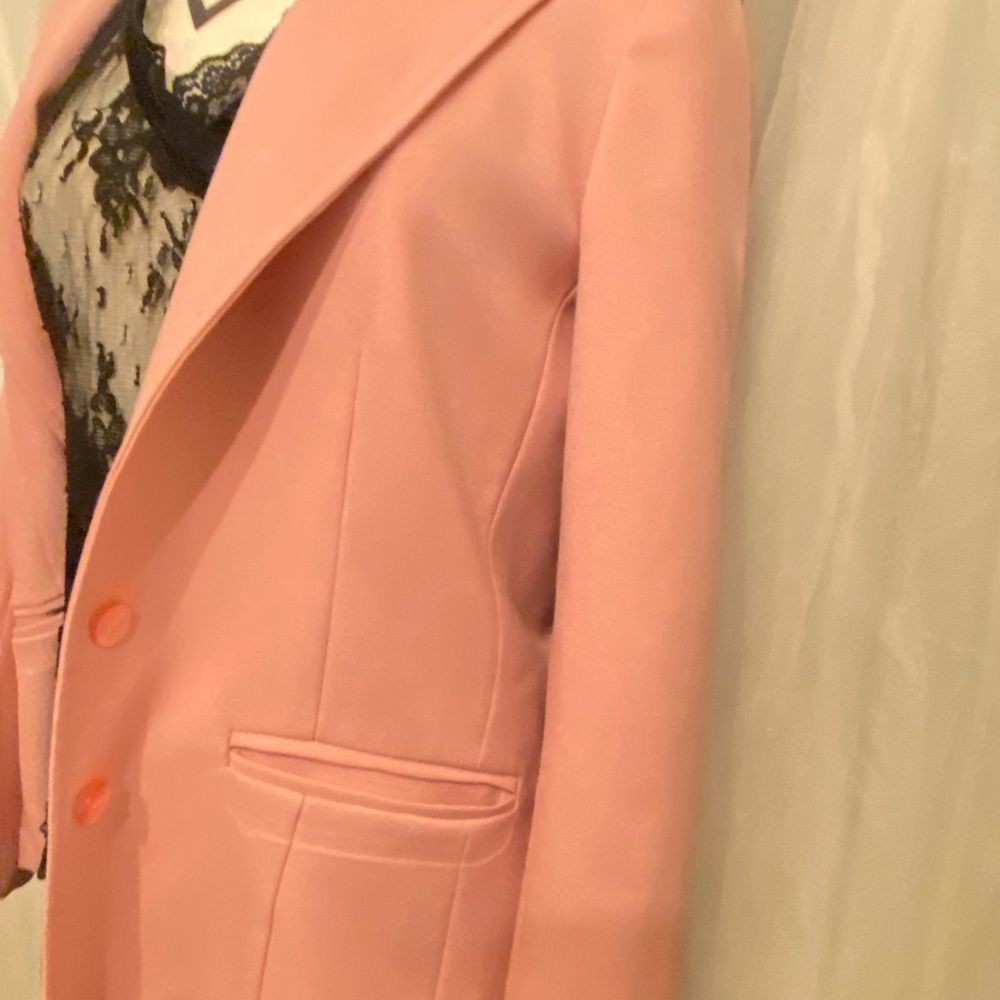 Chic Pink Blazer with Lace Detail